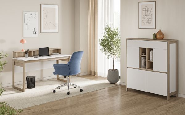 Schreibtisch Finnes in wei� und Eiche Laptoptisch skandinavisch 120 cm