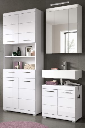 Badm�bel Set 3-teilig Shawn in wei� Hochglanz Badkombination 149 x 191 cm