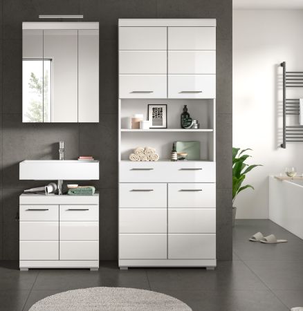 Badm�bel Set 3-teilig Shawn in wei� Hochglanz Badkombination 149 x 191 cm