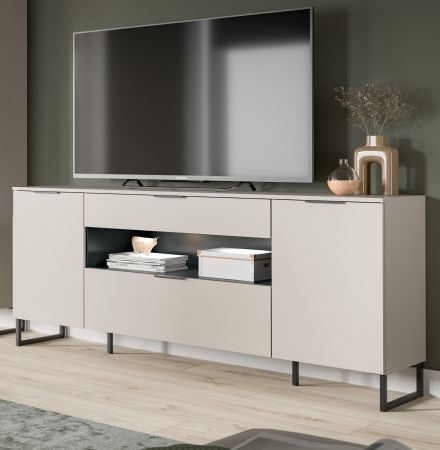 TV-Lowboard Morena in kaschmir und schwarz TV Unterteil 185 cm, Soft-Close