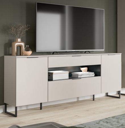 TV-Lowboard Morena in kaschmir und schwarz TV Unterteil 185 cm, Soft-Close