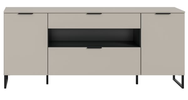 TV-Lowboard Morena in kaschmir und schwarz TV Unterteil 185 cm, Soft-Close