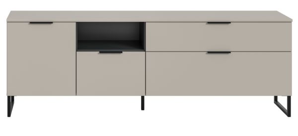 TV-Lowboard Morena in kaschmir und schwarz TV Unterteil 185 cm, Soft-Close