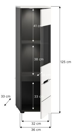 Vitrine Cooper in wei� und grau Vitrinenschrank h�ngend / stehend 36 x 125 cm