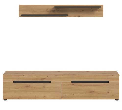 Wohnkombination Cooper in Artisan Eiche und grau, Set Lowboard 170 cm und Wandboard