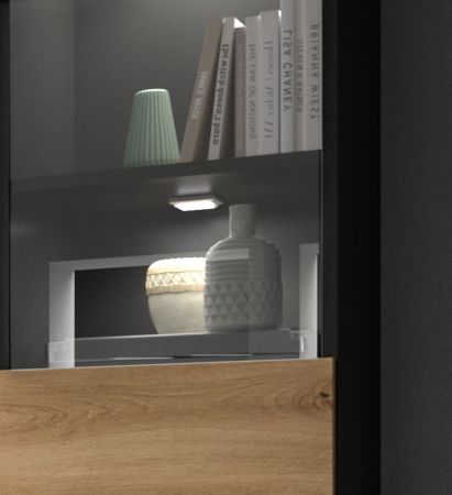 Wohnwand Cooper in Artisan Eiche und grau 4-teilig 270 cm h�ngend oder stehend, Soft-Close