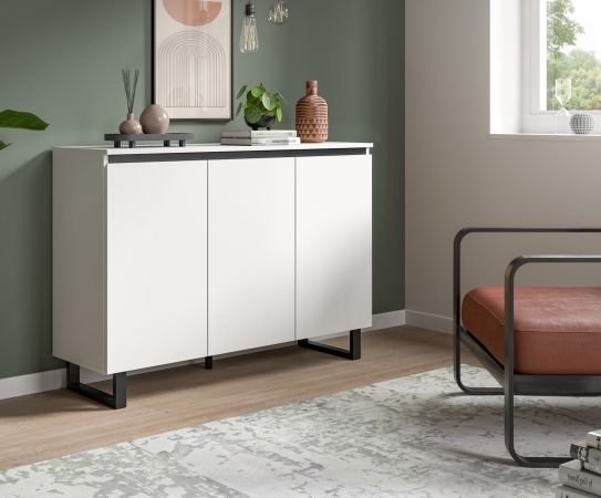Sideboard Gelia in wei� und schwarz Kommode 120 x 84 cm, Soft-Close