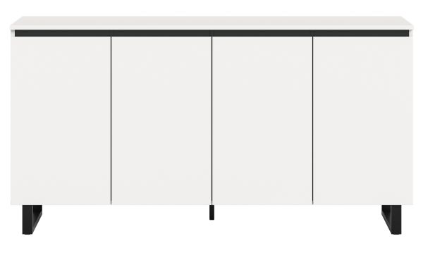 Sideboard Gelia in wei� mit schwarz Kommode 160 x 84 cm, Soft-Close