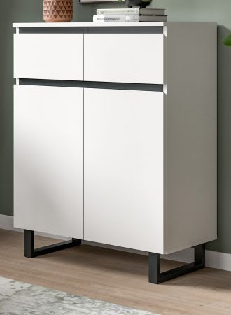 Kommode Gelia in wei� und schwarz Highboard 80 x 99 cm, Soft-Close