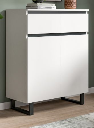 Kommode Gelia in wei� und schwarz Highboard 80 x 99 cm, Soft-Close
