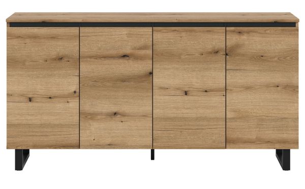 Sideboard Gelia in Evoke Eiche und schwarz Kommode 160 x 84 cm, Soft-Close