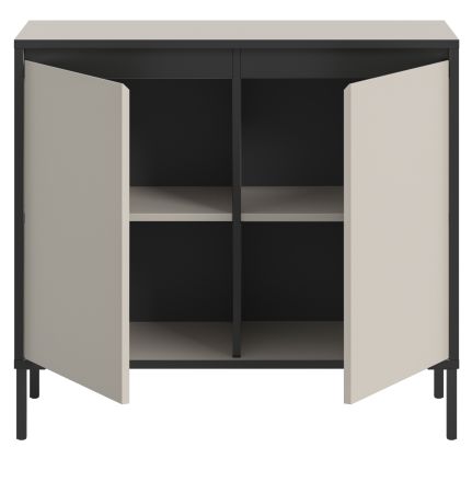 Kommode Torello in Kaschmir und Schwarz Sideboard 92 x 83 cm