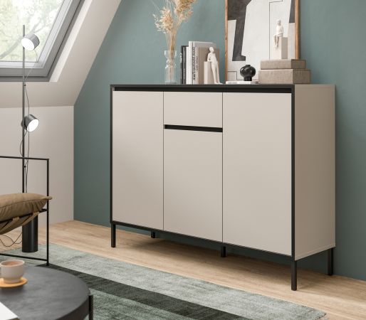 Sideboard Torello in Kaschmir und Schwarz Kommode 136 x 101 cm