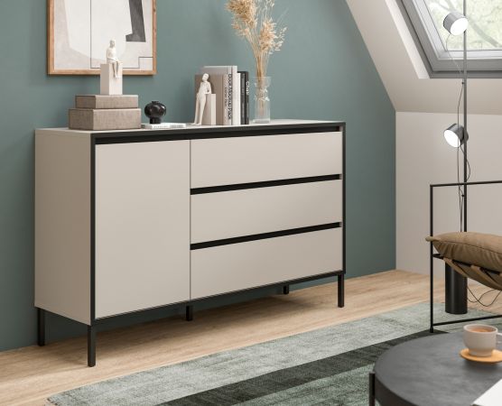 Sideboard Torello in Kaschmir und Schwarz Kommode 136 x 83 cm