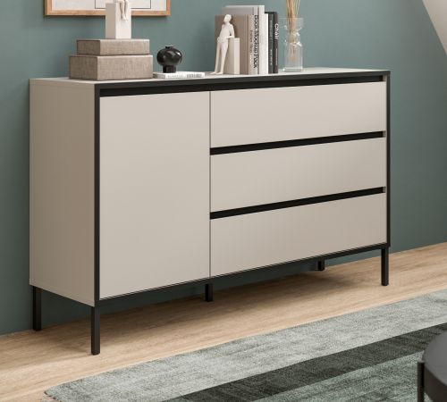 Sideboard Torello in Kaschmir und Schwarz Kommode 136 x 83 cm