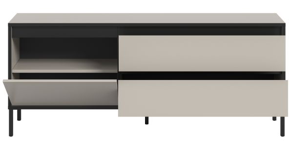 TV-Lowboard Torello in Kaschmir und Schwarz TV Unterteil mit Komforth�he 150 x 62 cm