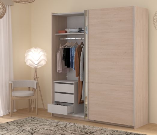 Kleiderschrank Swing in Jackson Eiche Schiebet�renschrank 2-t�rig mit Spiegel 178 x 203 cm, Soft-Close