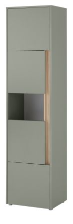 Vitrine Center in Salbei und Barista Eiche Vitrinenschrank 50 x 197 cm