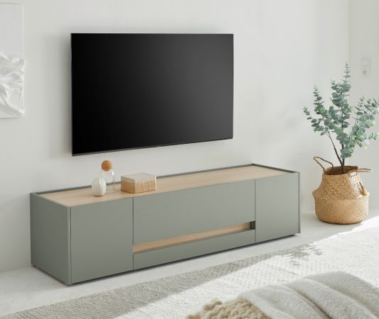 TV-Lowboard Center in Salbei und Barista Eiche TV Unterteil 170 cm
