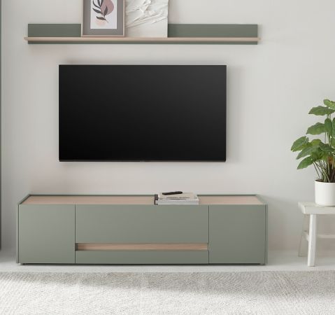 TV-Lowboard Center in Salbei und Barista Eiche TV Unterteil 170 cm