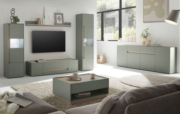 TV-Lowboard Center in Salbei und Barista Eiche TV Unterteil 170 cm