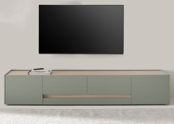 TV-Lowboard Center in Salbei und Barista Eiche TV Unterteil 223 cm TV-Board XL