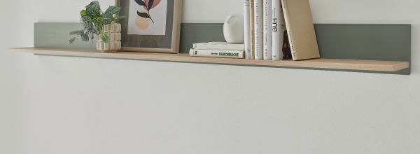 Wandboard Center in Salbei und Barista Eiche Wandregal 170 x 15 cm
