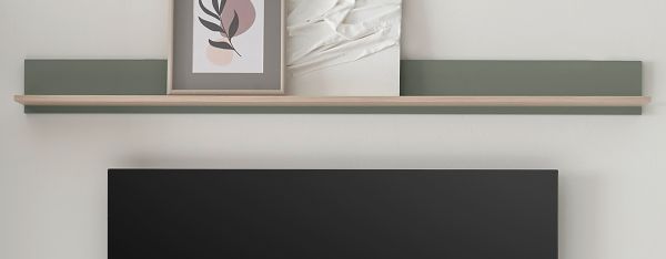 Wandboard Center in Salbei und Barista Eiche Wandregal 170 x 15 cm