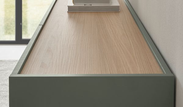 Wohnwand Center in Salbei und Barista Eiche Wohnkombination Set 3-teilig 343 cm
