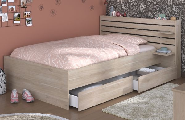 Parisot Kinder- und Jugendzimmer Stauraumbett Escale7 in Eiche japanisch Bett Liegefl�che 120 x 200 cm
