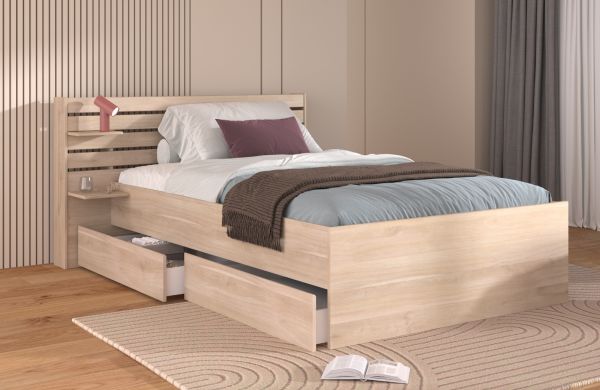Parisot Kinder- und Jugendzimmer Stauraumbett Escale7 in Eiche japanisch Bett Liegefl�che 120 x 200 cm