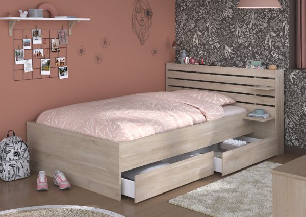 Parisot Kinder- und Jugendzimmer Stauraumbett Escale7 in Eiche japanisch Bett Liegefl�che 120 x 200 cm