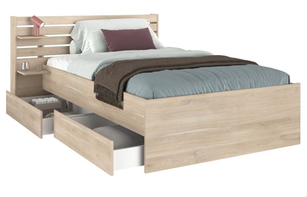 Parisot Kinder- und Jugendzimmer Stauraumbett Escale7 in Eiche japanisch Bett Liegefl�che 120 x 200 cm
