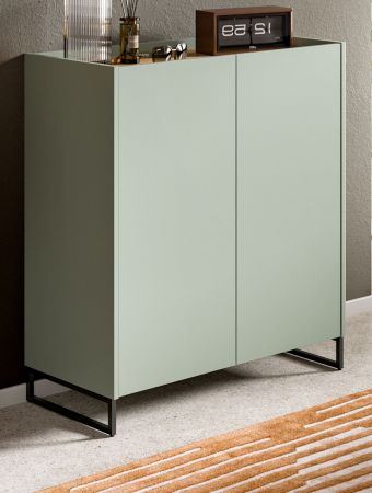 Schuhschrank Borga in Salbei und Artisan Eiche Flur Kommode 90 x 97 cm, Soft-Close