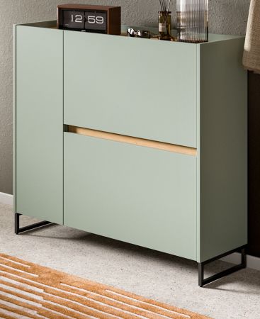Schuhkipper Borga in Salbei und Artisan Eiche Schuhschrank 110 x 94 cm, Soft-Close
