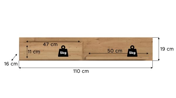 Regal Borga in Artisan Eiche Wandregal 110 cm