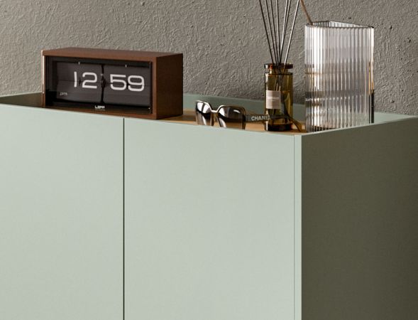 Garderobe Set 3-teilig Borga in Salbei und Artisan Eiche 155 x 197 cm, Soft-Close