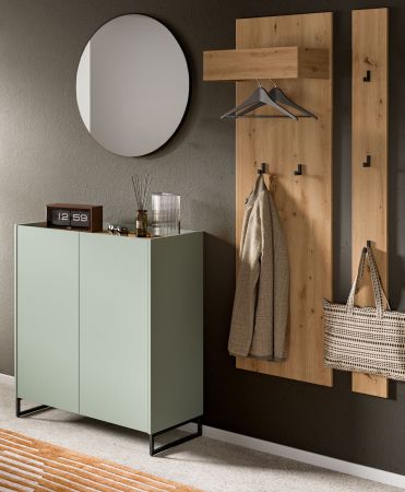 Garderobe Set 4-teilig Borga in Salbei und Artisan Eiche 186 x 197 cm, Soft-Close