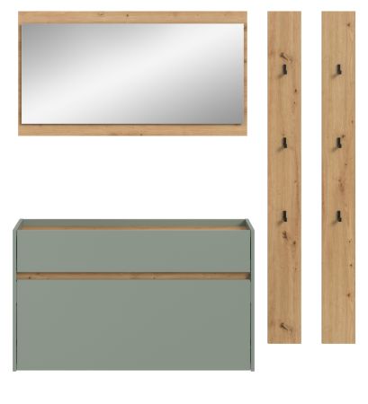Garderobe Set 4-teilig Borga in Salbei und Artisan Eiche 172 x 197 cm