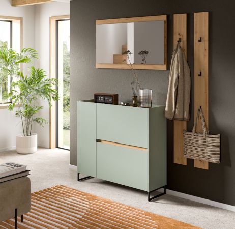 Garderobe Set 4-teilig Borga in Salbei und Artisan Eiche 172 x 197 cm, Soft-Close