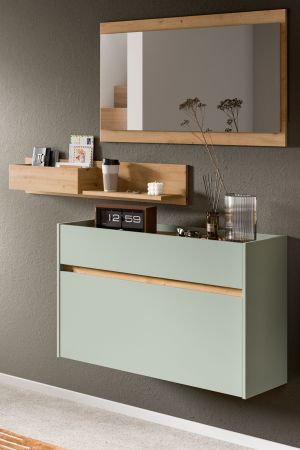Garderobe Set 3-teilig Borga in Salbei und Artisan Eiche 140 x 197 cm