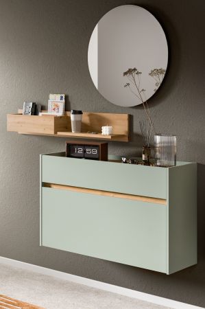 Garderobe Set 3-teilig Borga in Salbei und Artisan Eiche 140 x 197 cm