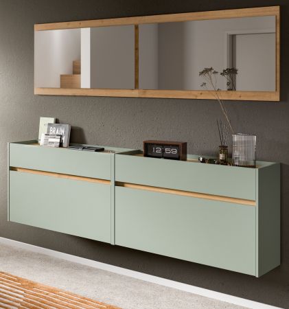 Garderobe Set 4-teilig Borga in Salbei und Artisan Eiche 220 x 192 cm