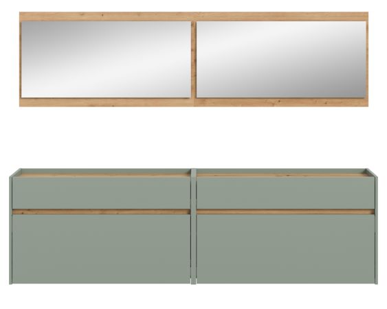 Garderobe Set 4-teilig Borga in Salbei und Artisan Eiche 220 x 192 cm