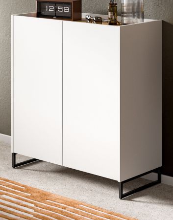 Schuhschrank Borga in wei� und Artisan Eiche Flur Kommode 90 x 97 cm, Soft-Close