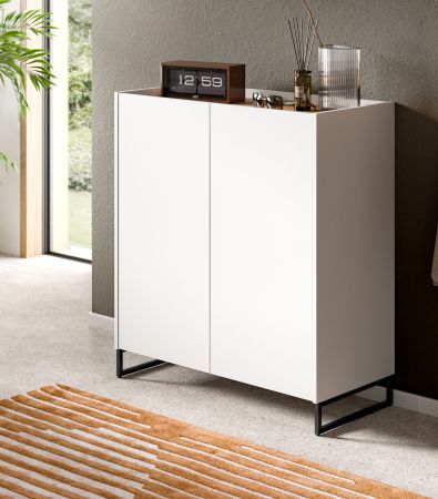 Schuhschrank Borga in wei� und Artisan Eiche Flur Kommode 90 x 97 cm, Soft-Close