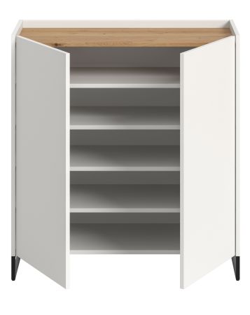Schuhschrank Borga in wei� und Artisan Eiche Flur Kommode 90 x 97 cm, Soft-Close