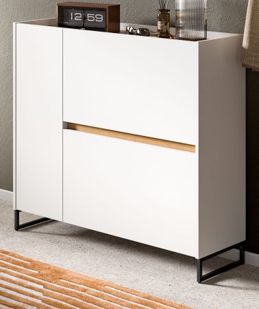 Schuhkipper Borga in wei� und Artisan Eiche Schuhschrank 110 x 94 cm, Soft-Close
