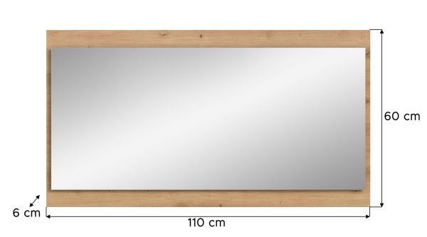 Garderobenspiegel Borga in Artisan Eiche Wandspiegel 110 x 60 cm
