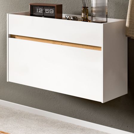 Schuhkipper Borga in wei� und Artisan Eiche Schuhschrank h�ngend 110 cm